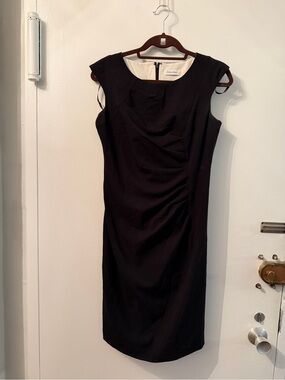 Calvin Klein Black Cap-Sleeve Midi Sheath Dress